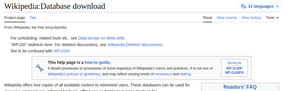 Wikipedia Database Download